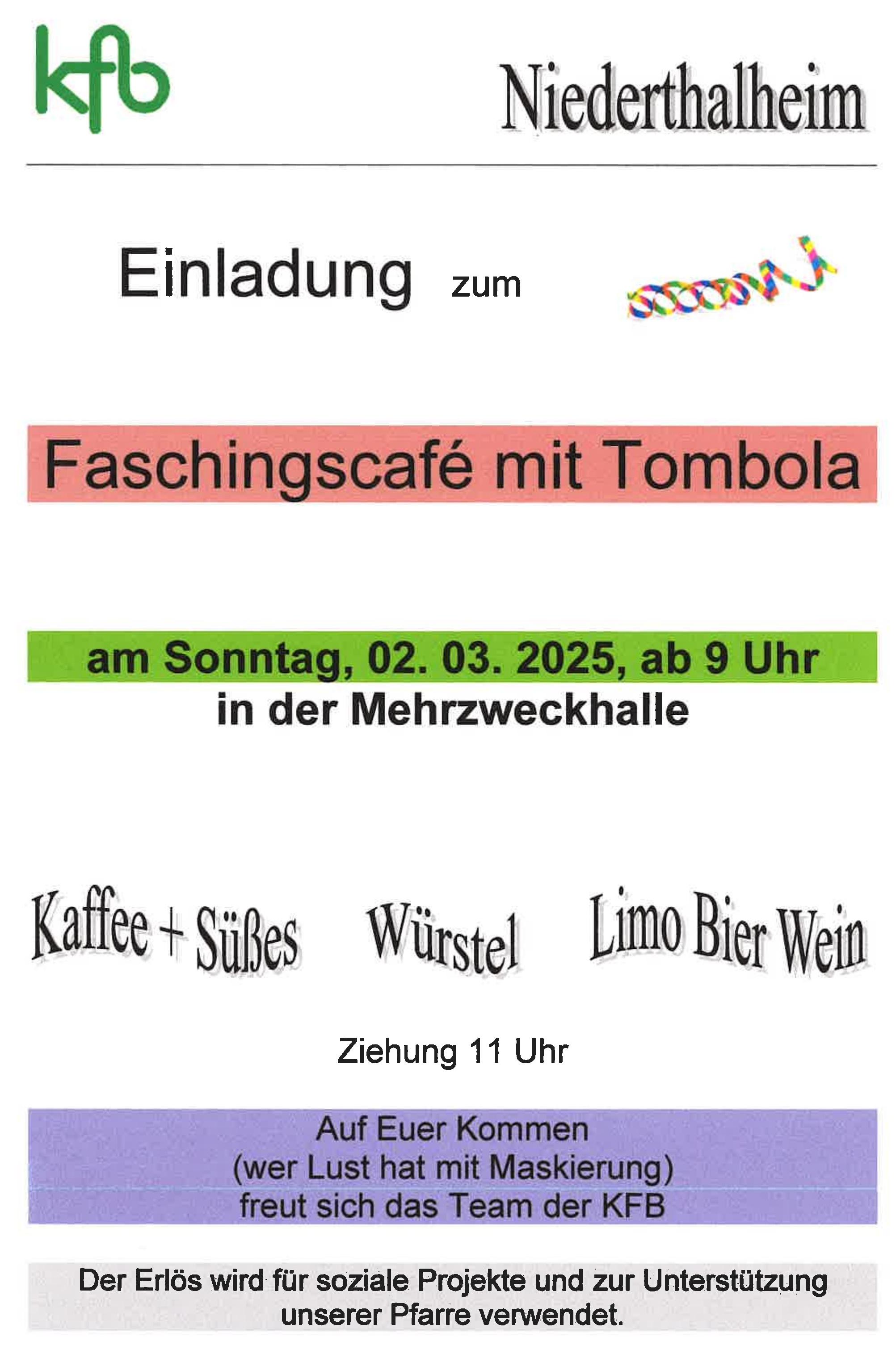 Einladungsflyer - Faschingscafe